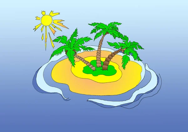 Сонячний острів в море — стокове фото