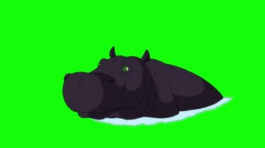 Siyah büyük Hippo açık ağız.