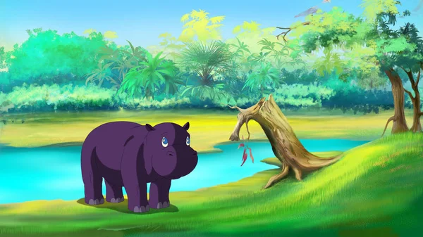 Hippo mały, w pobliżu rzeki — Zdjęcie stockowe