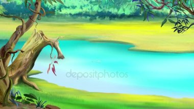 Küçük mavi su aygırı ortaya çıktı ve su