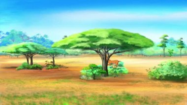 Antilop ya da ceylan sürüsü Savannah ile çalışır