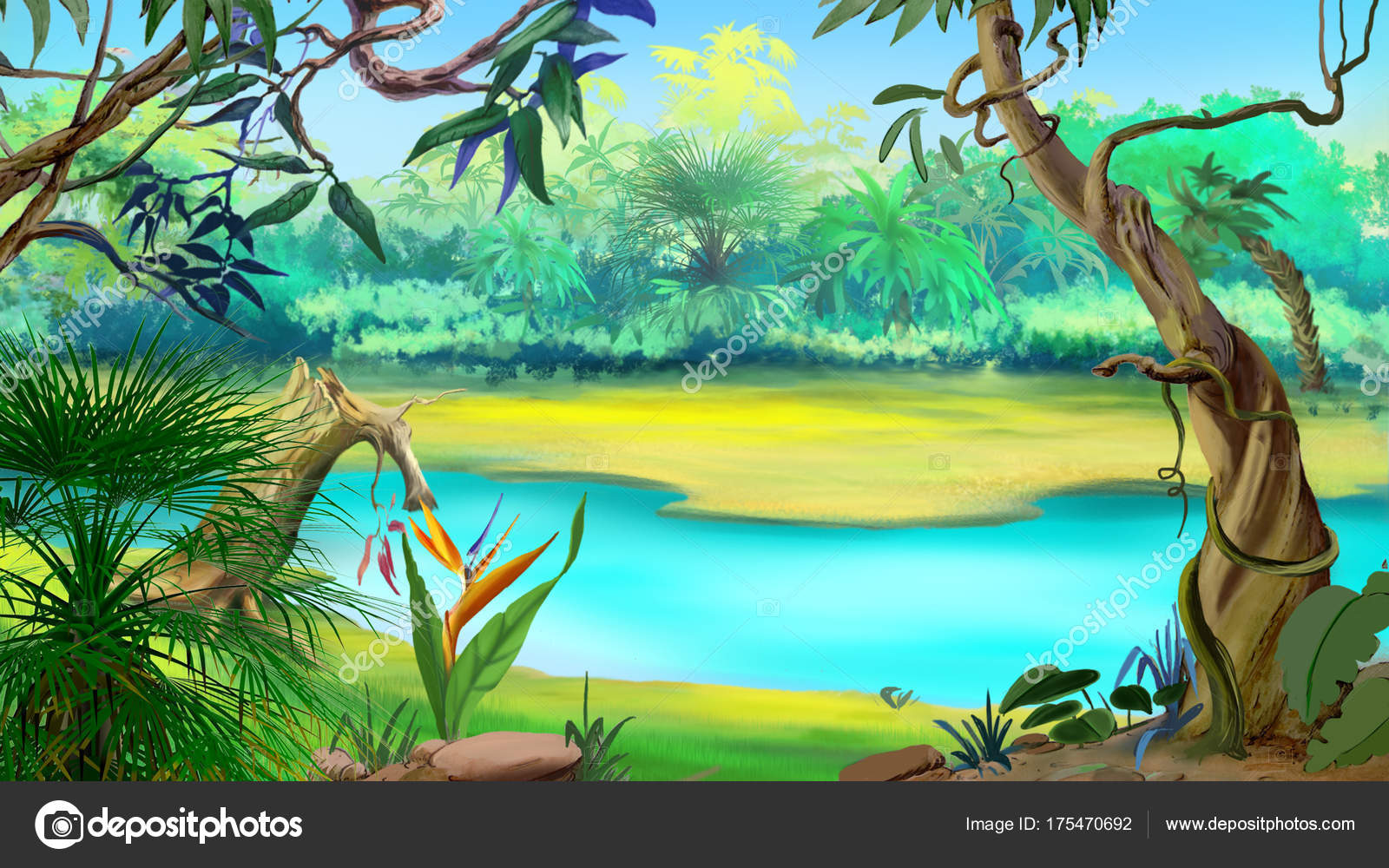 Selva de dibujos animados fotos de stock, imágenes de Selva de dibujos  animados sin royalties | Depositphotos
