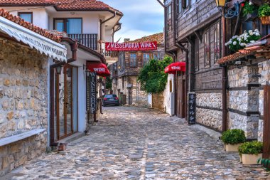 Bulgaristan 'ın eski Nessebar kentinin sokakları