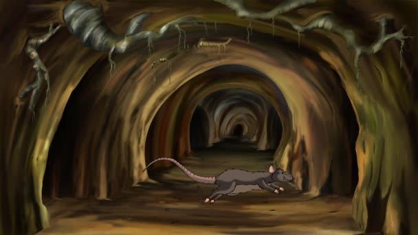 Brown Rat Runs Deep Hole Handmade Animation Looped Motion Graphic — Stock Video