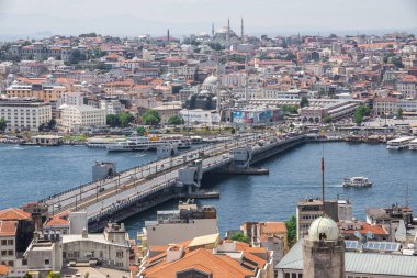 İstanbul kenti ve Türkiye 'deki Galata köprüsünün en üst görüntüsü