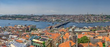 Türkiye 'nin İstambul kentindeki Galata köprüsünün en iyi panoramik manzarası