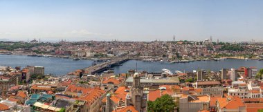 Türkiye 'nin İstambul kentindeki Galata köprüsünün en iyi panoramik manzarası