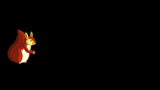 Американская Красная Белка Бежит Анимированные Кадры Альфа Каналом — стоковое видео