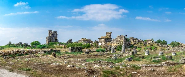 Türkiye Nin Pamukkale Kentindeki Antik Hierapolis Kentinin Kalıntıları Güneşli Bir — Stok fotoğraf