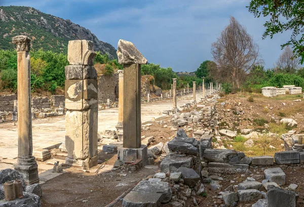 Efeso Turquía 2019 Puerto Calle Arcadian Éfeso Antiguo Día Soleado — Foto de Stock