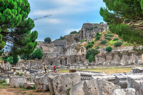 Éfeso Turquia 2019 Ruínas Antiga Cidade Éfeso Dia Ensolarado Verão — Fotografia de Stock