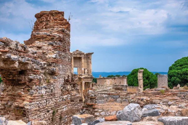 Ruiner Scholastica Bath Antika Efesos Stad Solig Sommardag — Stockfoto