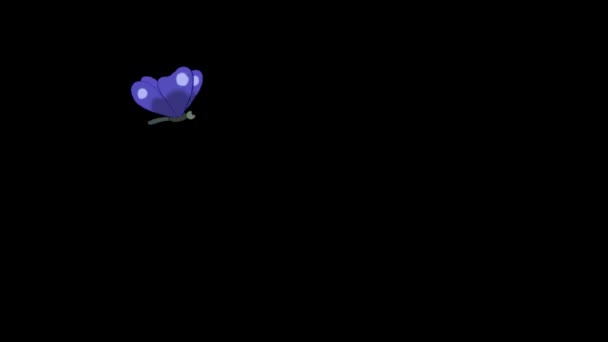 青い蝶が飛ぶ アルファチャンネルで隔離されたアニメーション映像 — ストック動画