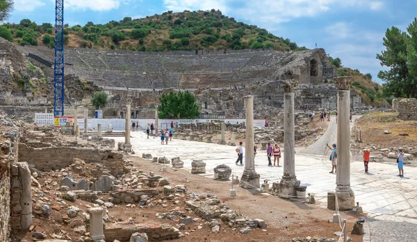 Éfeso Turquia 2019 Ruínas Antiga Cidade Éfeso Dia Ensolarado Verão — Fotografia de Stock