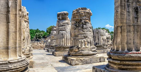Une Base Une Colonne Façade Orientale Temple Apollon Didyma Turquie — Photo