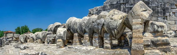 Tambores Columna Caídos Por Terremoto Templo Apolo Didyma Turquía Día —  Fotos de Stock
