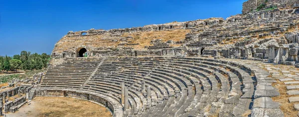 Interior Del Teatro Antiguo Ciudad Griega Mileto Turquía Soleado Día — Foto de Stock
