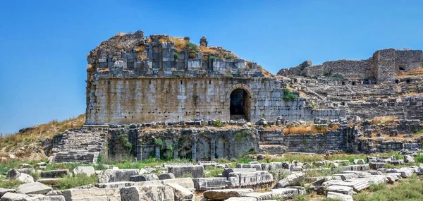 Rovine Teatro Antico Nella Città Greca Mileto Turchia Una Giornata — Foto Stock