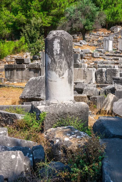 Ruinas Del Teatro Antiguo Ciudad Griega Priene Turquía Soleado Día — Foto de Stock