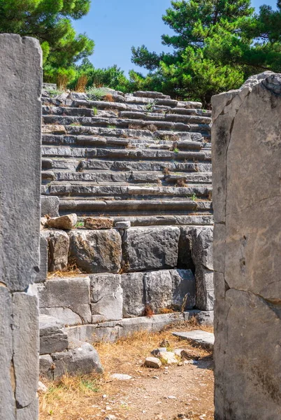 Ruïnes Van Het Oude Theater Griekse Stad Priene Turkije Een — Stockfoto
