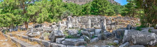 Zřícenina Bouleuterion Nebo Obecní Dům Starobylém Městě Priene Turecko Slunečného — Stock fotografie
