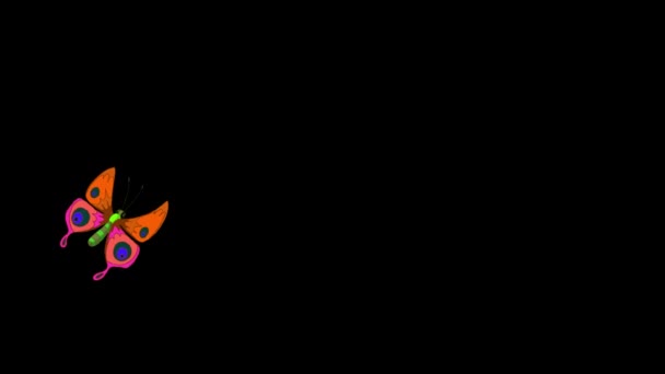 Oranje Gevlekte Vlinder Vliegt Geanimeerde Beelden Geïsoleerd Met Alfakanaal — Stockvideo