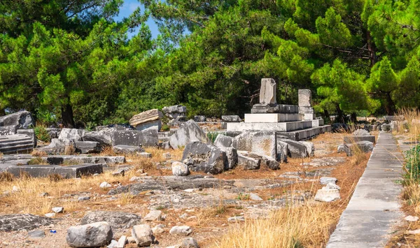 Ερείπια Της Αρχαίας Ελληνικής Πόλης Της Πριήνης Στην Τουρκία Μια — Φωτογραφία Αρχείου