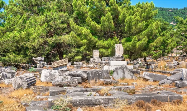 Ruinas Antigua Ciudad Griega Priene Turquía Soleado Día Verano — Foto de Stock