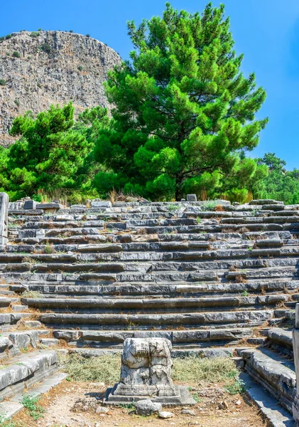 Ruinas Antigua Ciudad Griega Priene Turquía Soleado Día Verano — Foto de Stock