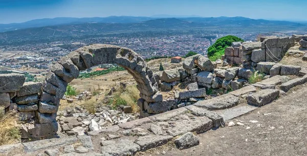 Ruinen Der Antiken Griechischen Stadt Pergamon Der Türkei Großer Rundumblick — Stockfoto