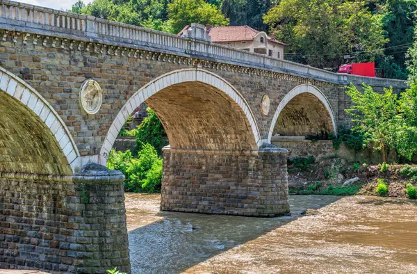 Veliko Tarnovo Bułgaria 2019 Most Przez Rzekę Yantra Pobliżu Twierdzy — Zdjęcie stockowe