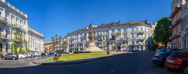 Odessa Ucrânia 2020 Praça Catarina Monumento Imperatriz Catarina Magna Dia — Fotografia de Stock