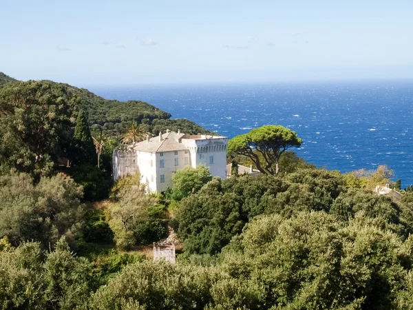 Paisagem costeira e floresta de Cap Corse — Fotografia de Stock