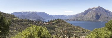 Lake Como, Bellagio ve Como şube manzarası Panoraması