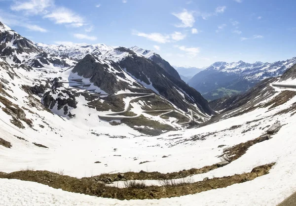 Gotthardpass, view of the vfcd of Tremola — стоковое фото