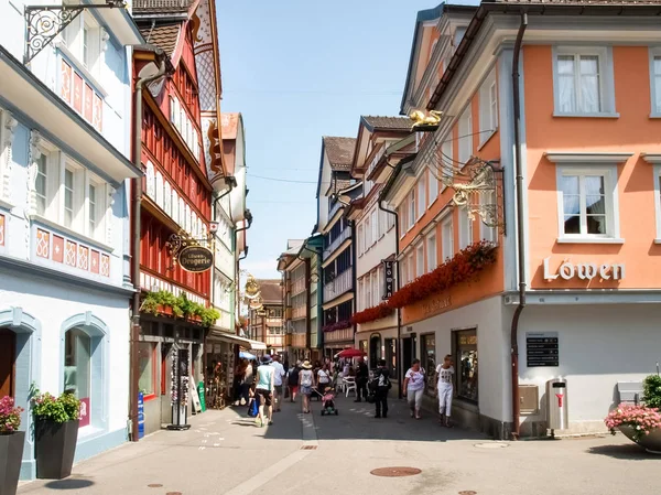 Švýcarsko, Appenzell. Typické staré domy — Stock fotografie