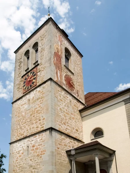 Schweiz, Appenzell. Glockenturm in der Stadt — Stockfoto