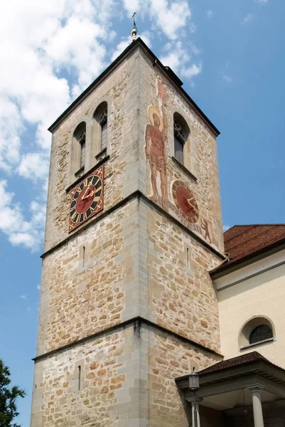 Switzerland, Appenzell. Bells tower of the Church — Stock Photo, Image