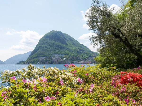 Gulf i Lugano från ciani park — Stockfoto