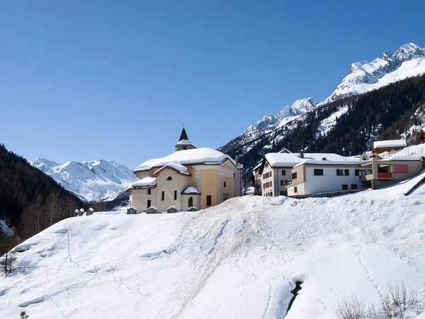 Bedretto Schweiz Vinterlandskap Byn Bedretto Och Homonyma Dalen — Stockfoto