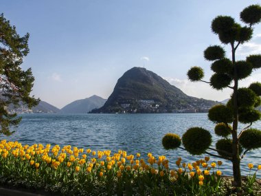 Lugano, İsviçre: Çiçekli Ciani Park ve Lugano Körfez Manzaralı