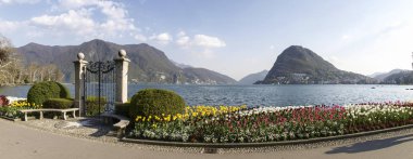 Lugano, İsviçre: Çiçekli Ciani Park ve Lugano Körfez Manzaralı