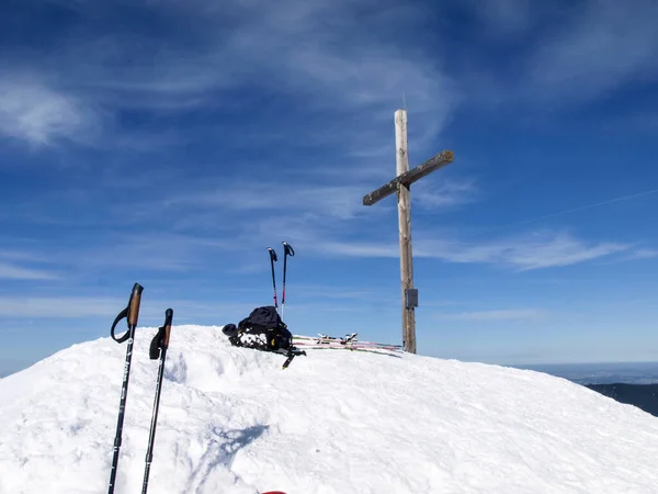 Schoenkahler Austria February 2017 Cross Located Top Schoenkahler 1688 Den — Stock Photo, Image