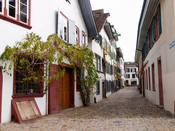 Basel, Switzerland - 2017, December 17: Historic homes in the city center