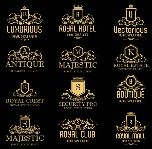 Lüks Royal logolar — Stok Vektör