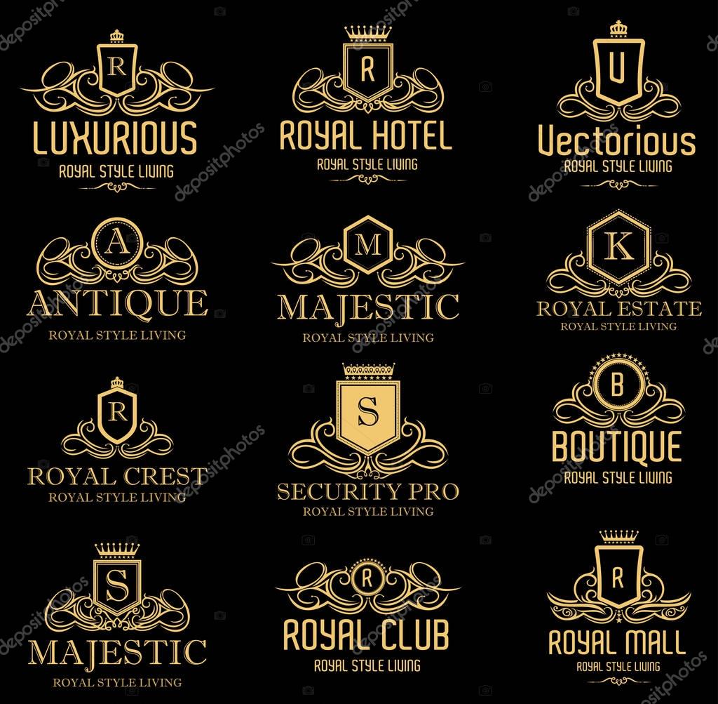 Luxurious royal logo template suitable for businesses and product names, luxury industry like hotel, wedding and real estat
