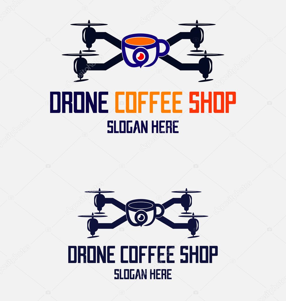 Drone Coffee Shop Logo Vector Design