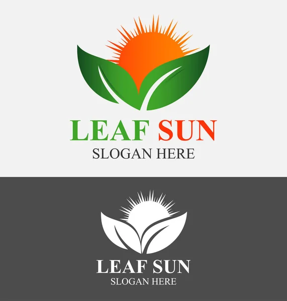 Leaf & Sun Logo — Stock Vector