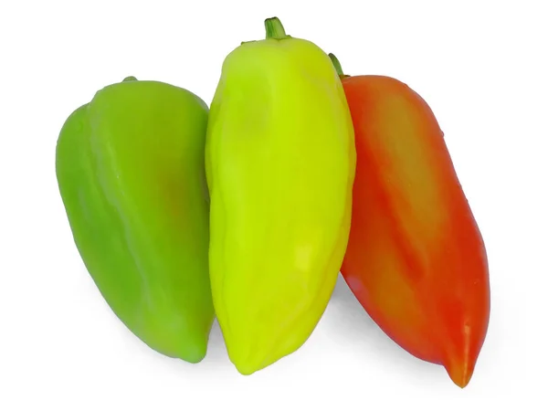 Peperoncino Multicolore Sfondo Bianco — Foto Stock