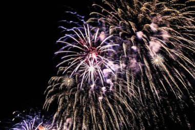 Dubai 'de çok renkli havai fişeklerin patlaması yeni yıl kutlamalarında gece gökyüzüne karşı